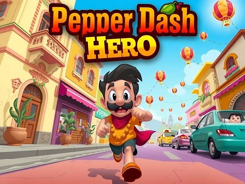 Pepper Dash Hero Official Game Banner Pepper Dash Hero game banner featuring the main character running through colorful Indian streets with spices and power-ups